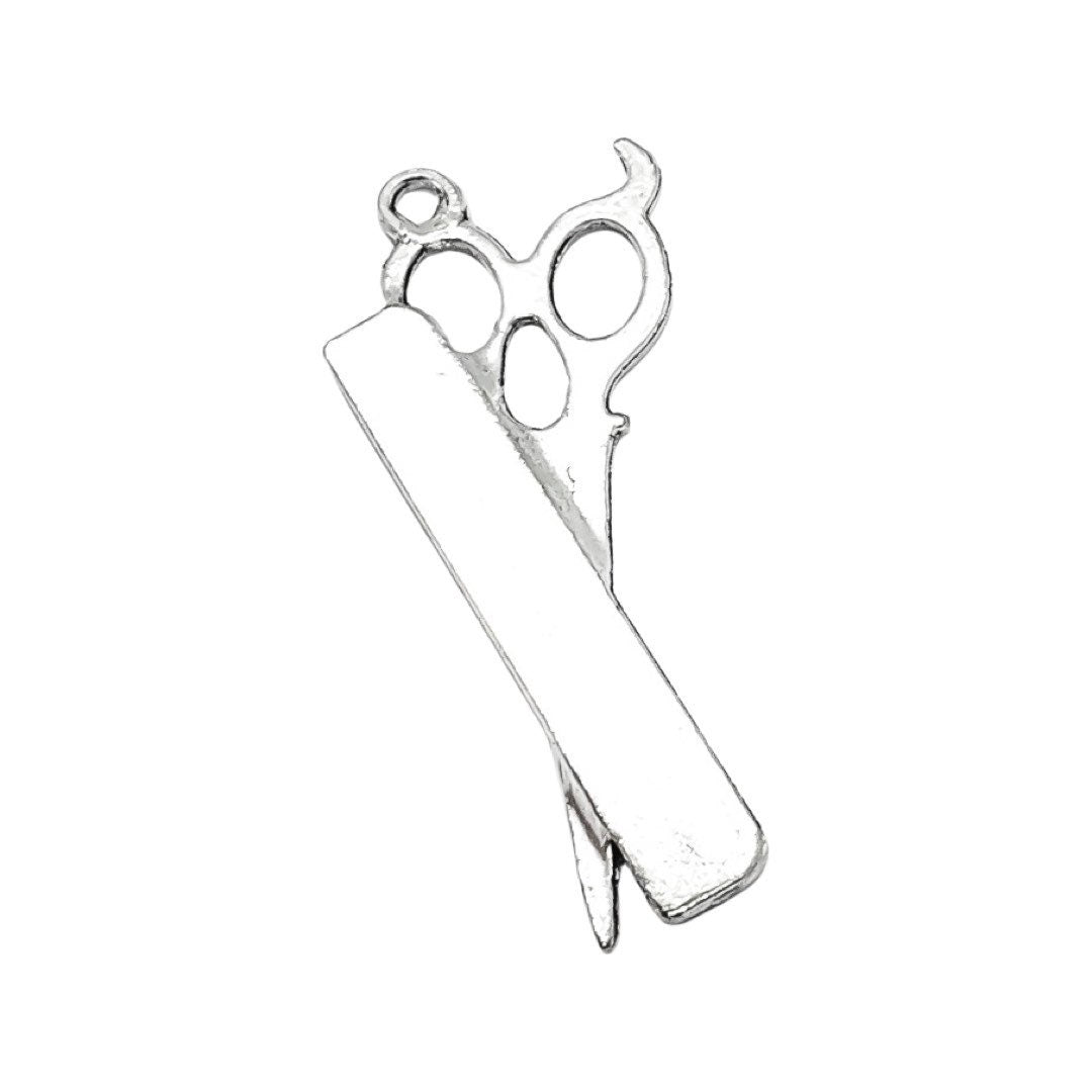 1 Breloque Styliste, Breloques Salon, Breloque Individuelle, Breloques Ciseaux et Peigne, Cadeau Coiffeuse, Breloque Girlie, Breloque Adolescente, Bijou de Cheveux