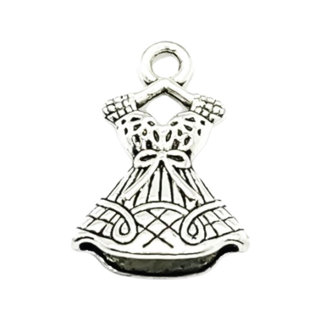1 Tiny Dress on Hanger Charm, Clothing Charm, Girls Charms, Charm, Shopper Gift, Teen Charm, Shopaholic, Shopping Charm, Seamstress Charm