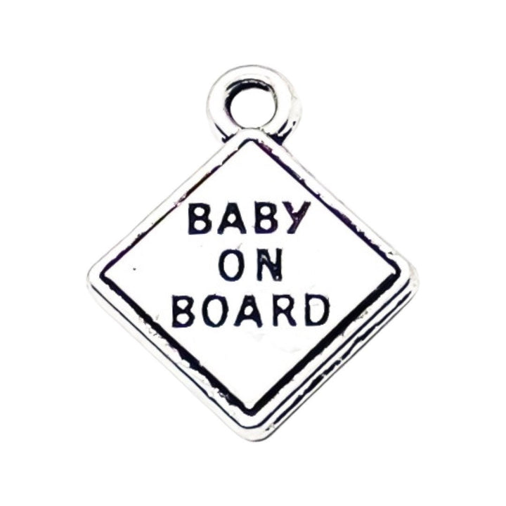 Breloque « Bébé à bord » argentée, breloques individuelles, breloques bébé, breloques maman, breloques mère, loisirs créatifs, breloques mignonnes, pendentif bébé
