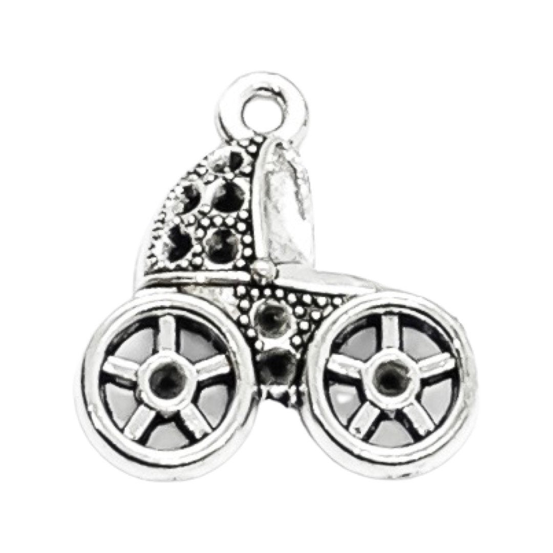 Breloque poussette argentée (1 pièce), breloque individuelle, breloque bébé, breloque maman, breloque mère, loisirs créatifs, breloque mignonne, pendentif poussette