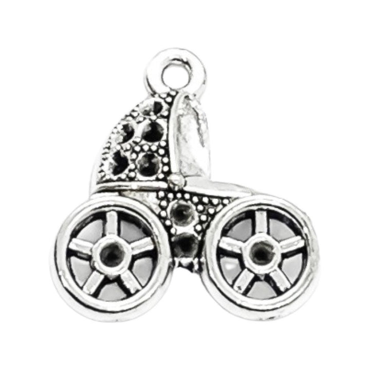 Breloque poussette argentée (1 pièce), breloque individuelle, breloque bébé, breloque maman, breloque mère, loisirs créatifs, breloque mignonne, pendentif poussette