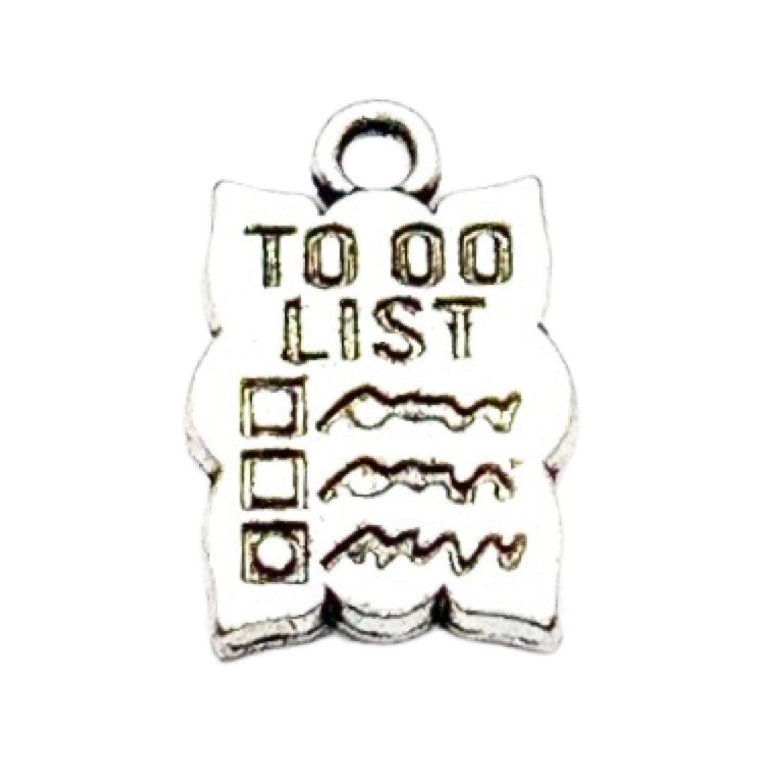 1 petit pendentif liste de choses à faire, pendentifs individuels, pendentifs de bureau, cadeau pour agenda, cadeau pour organisateur, cadeau pour travailleur indépendant, bijou à faire soi-même