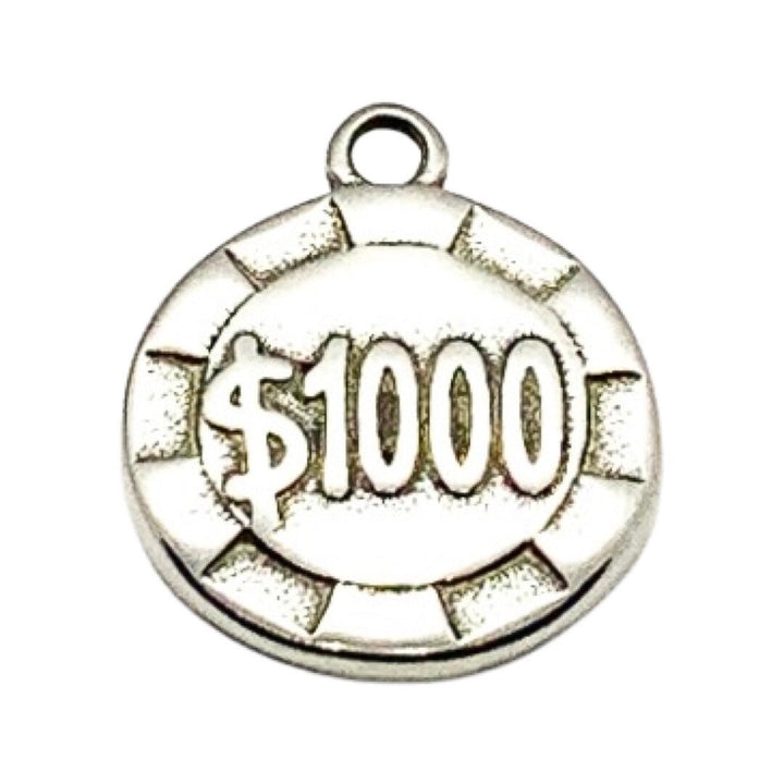 Breloque jeton de casino de 1000 dollars, breloques individuelles, breloques de voyage, breloques USA, breloques sur le thème des jeux de hasard, breloque casino, apprêts pour bijoux, bijoux à faire soi-même