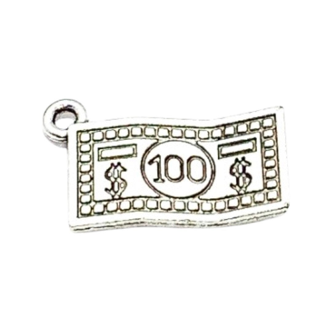 Breloque miniature en forme de billet de 100 dollars, breloques individuelles, breloques argent, porte-bonheur, breloque 100 dollars, breloque monnaie, apprêts pour bijoux