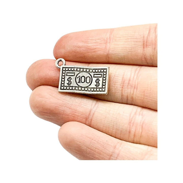 Breloque miniature en forme de billet de 100 dollars, breloques individuelles, breloques argent, porte-bonheur, breloque 100 dollars, breloque monnaie, apprêts pour bijoux