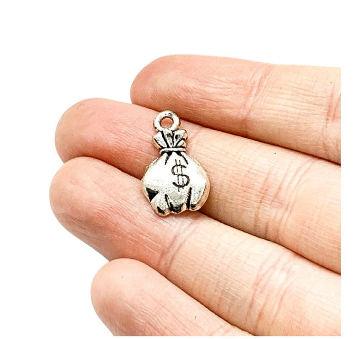 1 petit porte-bonheur en forme de sac à argent, breloques individuelles, porte-bonheur, porte-bonheur superstitieux, cadeau pour les amoureux de l'argent, apprêts pour bijoux