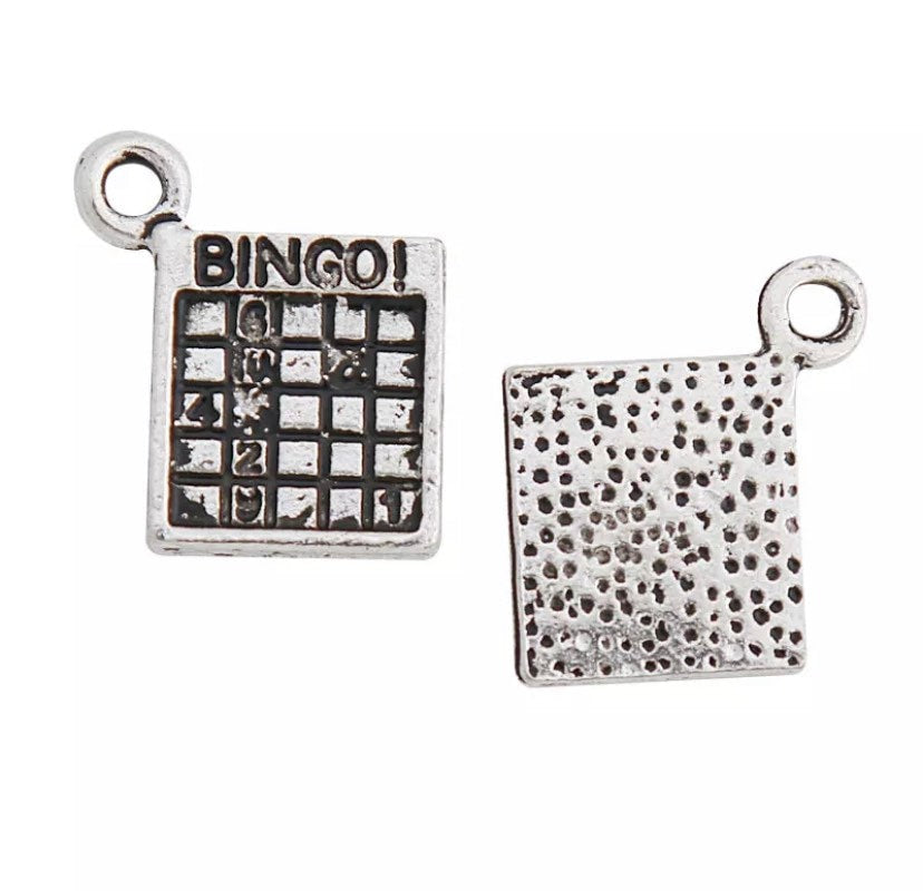 1 Breloque Carte de Bingo, Breloques de Jeu, Breloques Individuelles, Breloques de Jeu de Chance, Porte-Bonheur, Breloque Jeu de Chance, Breloque Chanceuse, Apprêts de Bijoux