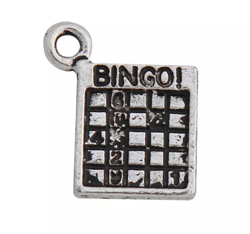 1 Breloque Carte de Bingo, Breloques de Jeu, Breloques Individuelles, Breloques de Jeu de Chance, Porte-Bonheur, Breloque Jeu de Chance, Breloque Chanceuse, Apprêts de Bijoux