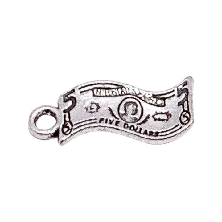 Breloque billet de 5 dollars (1 pièce), breloque individuelle, breloque argent américain, porte-bonheur, breloque 5 dollars, breloque monnaie, apprêt pour bijoux