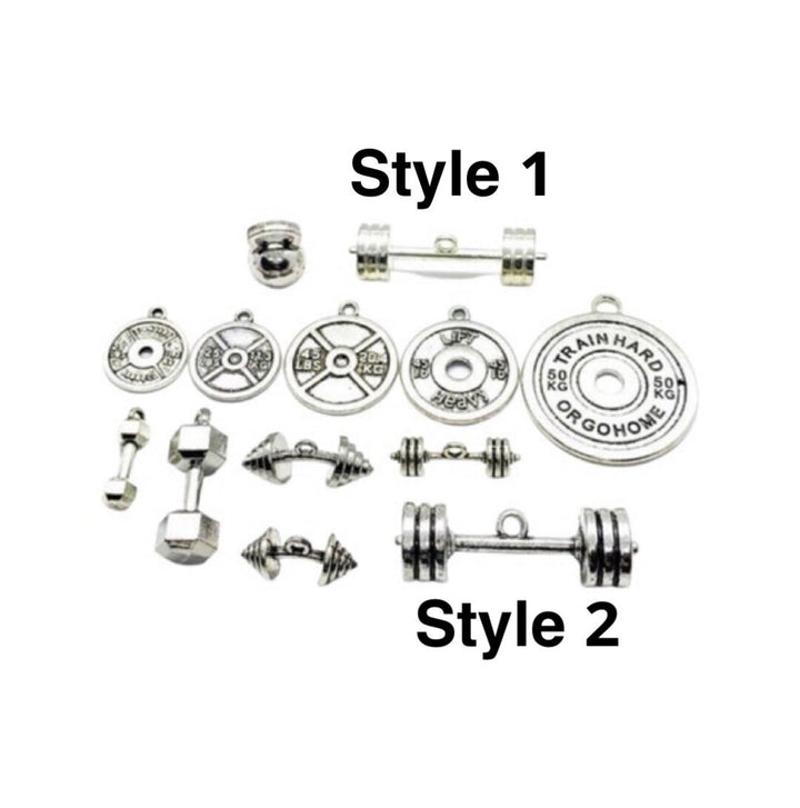 Weightlifting Charms, Fitness Charms, Bodybuilding Charms, Weightloss Charms, Gym Charms, Mini Weight Plate Charms, Stocking Stuffer for Her