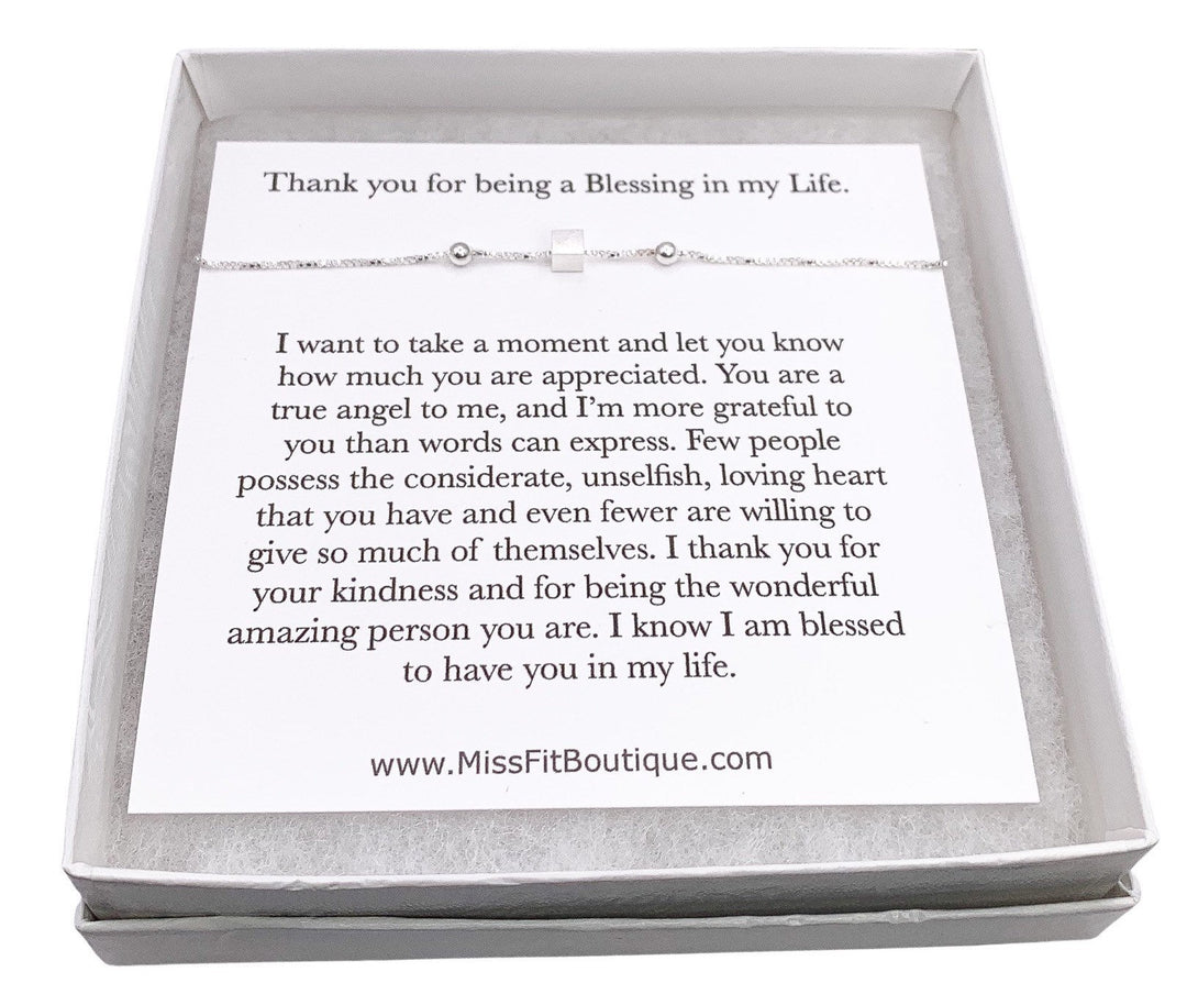 Bijou de remerciement, Bracelet petit cube, Cadeau d'une sœur, Carte « Comme une mère pour moi », Cadeau pour une belle-mère, Cadeau pour la fête des mères, Cadeau de gratitude