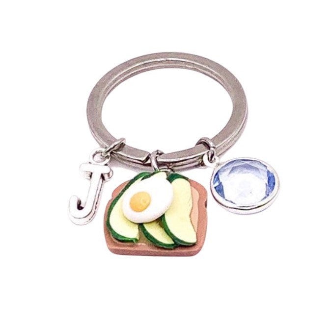 Porte-clés Toast à l'avocat, Cadeau végétarien, Cadeau gourmand mignon, Motivation diététique, Porte-clés original, Cadeau pour diététicien(ne), Porte-clés pour fin de chaussette