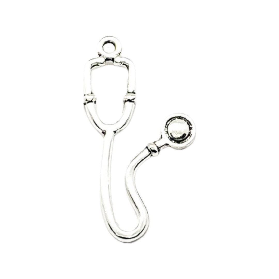 Breloque stéthoscope argentée (1 pièce), breloque individuelle, breloque médicale, breloque infirmière, breloque médecin, breloque étudiante infirmière, cadeau infirmière, création DIY