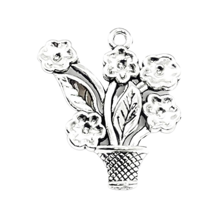 1 Breloque Pot de Fleurs, Breloques de Jardinage, Cadeau pour Fleuriste, Breloques de Jardin, Breloques Florales, Breloque Paysage, Breloque Jardin d'Après, Breloques de Printemps, Breloques d'Été