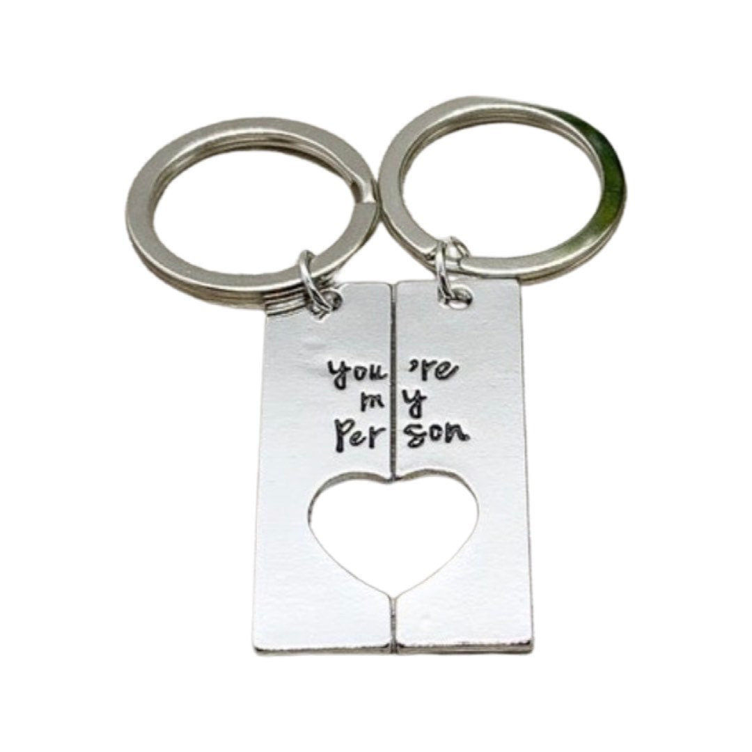 Ensemble de 2 porte-clés assortis « Tu es ma personne », porte-clés cœur entrelacés, cadeaux d'amitié personnalisés, cadeau pour petite amie, cadeau pour sœur