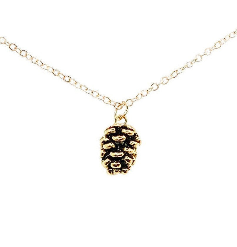 Tiny Pinecone Necklace, Fall Jewelry, Autumn Necklace, Rustic Woodland Pendant, Simple Everyday Necklace, Nature Inspired Jewelry for Her
