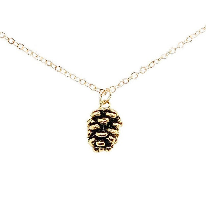 Tiny Pinecone Necklace, Fall Jewelry, Autumn Necklace, Rustic Woodland Pendant, Simple Everyday Necklace, Nature Inspired Jewelry for Her