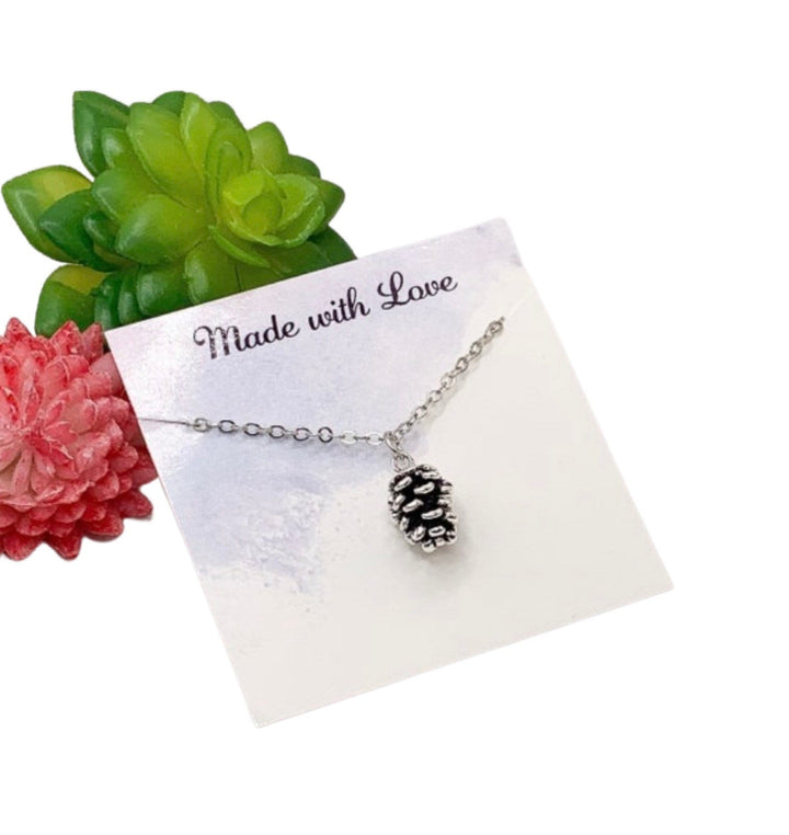 Tiny Pinecone Necklace, Fall Jewelry, Autumn Necklace, Rustic Woodland Pendant, Simple Everyday Necklace, Nature Inspired Jewelry for Her