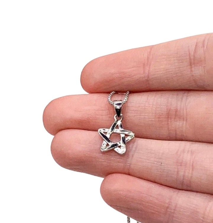 Sterling Silver Star Necklace, Dainty Cubic Zirconia Jewelry, Tiny Star Pendant, Minimal Celestial Necklace, Birthday Gift for Her