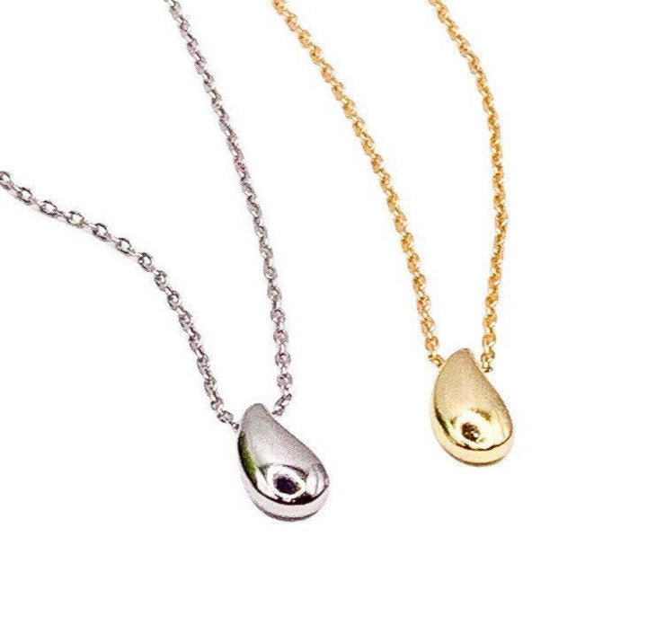 Teardrop Necklace, Sterling Silver Pendant, Water Drop Necklace, Minimalist Jewelry, Simple Layering Necklace, Everyday Jewelry for Women