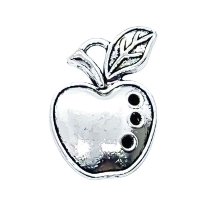 Breloque Pomme, Breloques individuelles, Breloques Fruits, Breloque Gourmand, Breloque Enseignant, Petite Breloque Pomme Argentée, Breloques Scolaires, Breloque Blanche-Neige