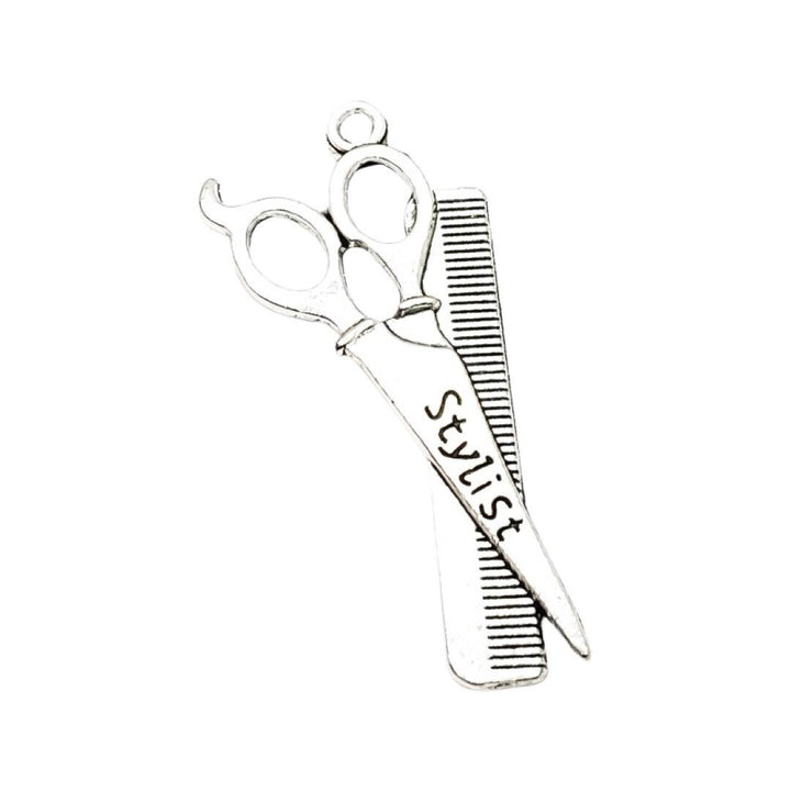 1 Breloque Styliste, Breloques Salon, Breloque Individuelle, Breloques Ciseaux et Peigne, Cadeau Coiffeuse, Breloque Girlie, Breloque Adolescente, Bijou de Cheveux