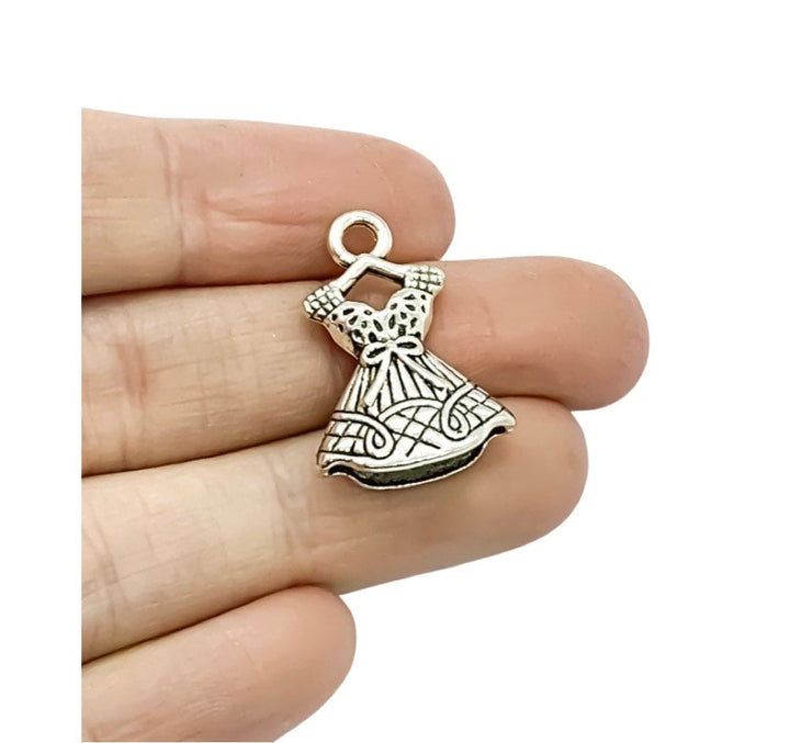 1 Tiny Dress on Hanger Charm, Clothing Charm, Girls Charms, Charm, Shopper Gift, Teen Charm, Shopaholic, Shopping Charm, Seamstress Charm
