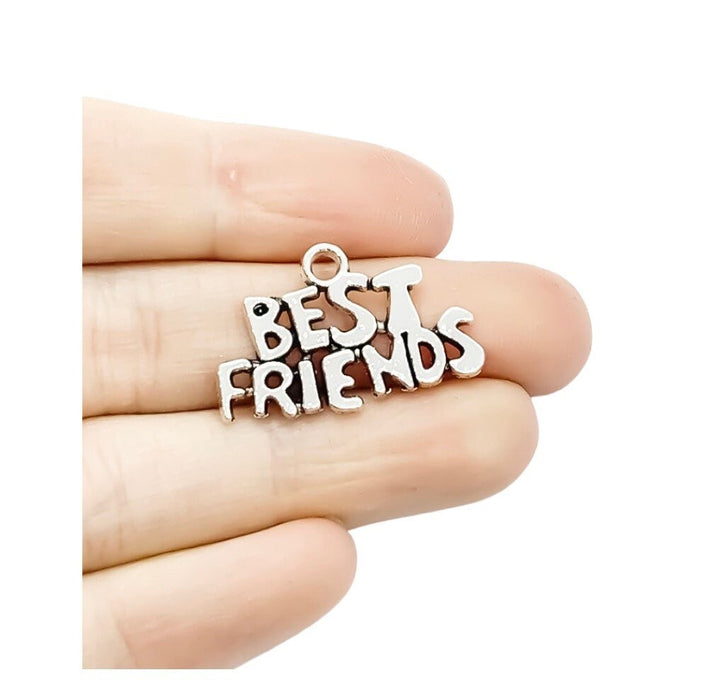 Breloque Meilleure Amie, Breloque Argent Antique, Breloque Personnalisée, Breloque BFF, Cadeau pour Meilleure Amie, Bijou d'Amitié, Breloque d'Amitié, Bijou à Créer Soi-même