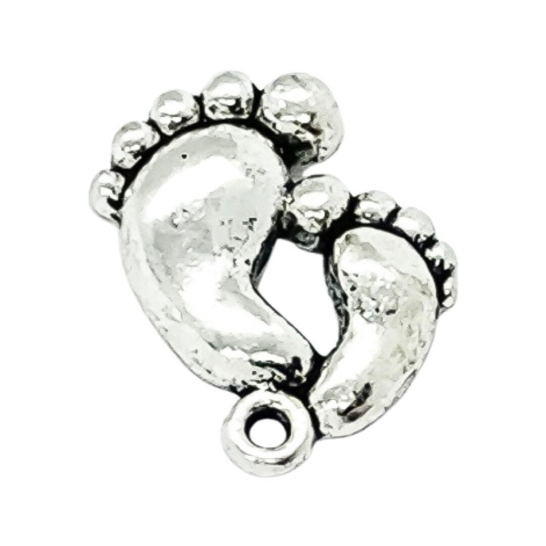 Breloque Double Empreintes de Pieds Argent, Breloques Individuelles, Breloques Bébé, Breloques Maman, Breloques Mère, Loisirs Créatifs, Breloques Mignonnes, Pendentif Bébé