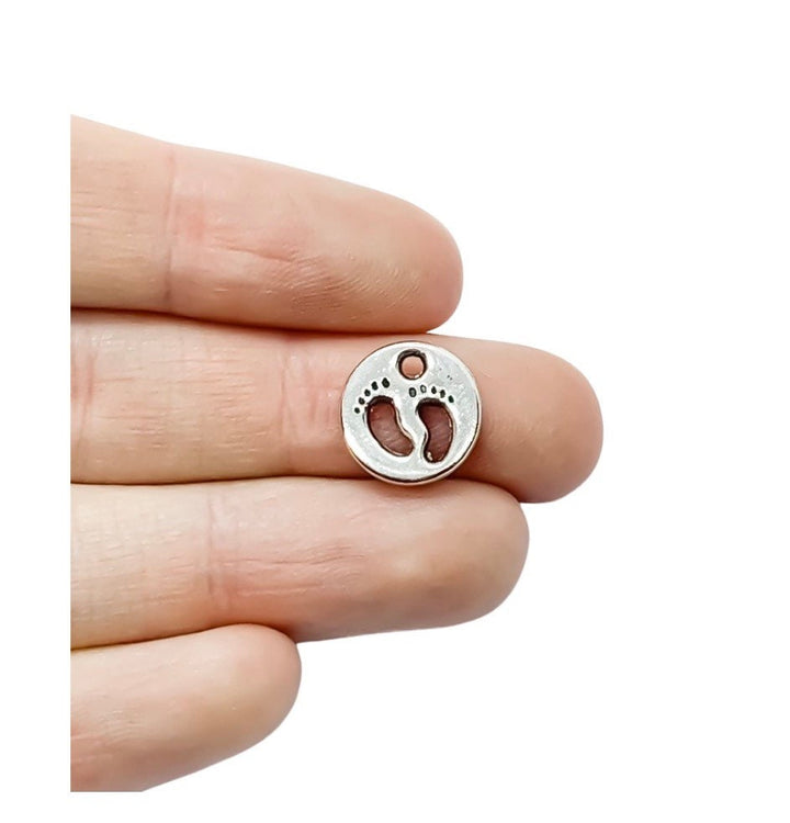 Breloque Petites Empreintes de Pieds Argent, Breloques Individuelles, Breloques Bébé, Breloques Maman, Breloques Mère, Loisirs Créatifs, Breloques Mignonnes, Pendentif Bébé