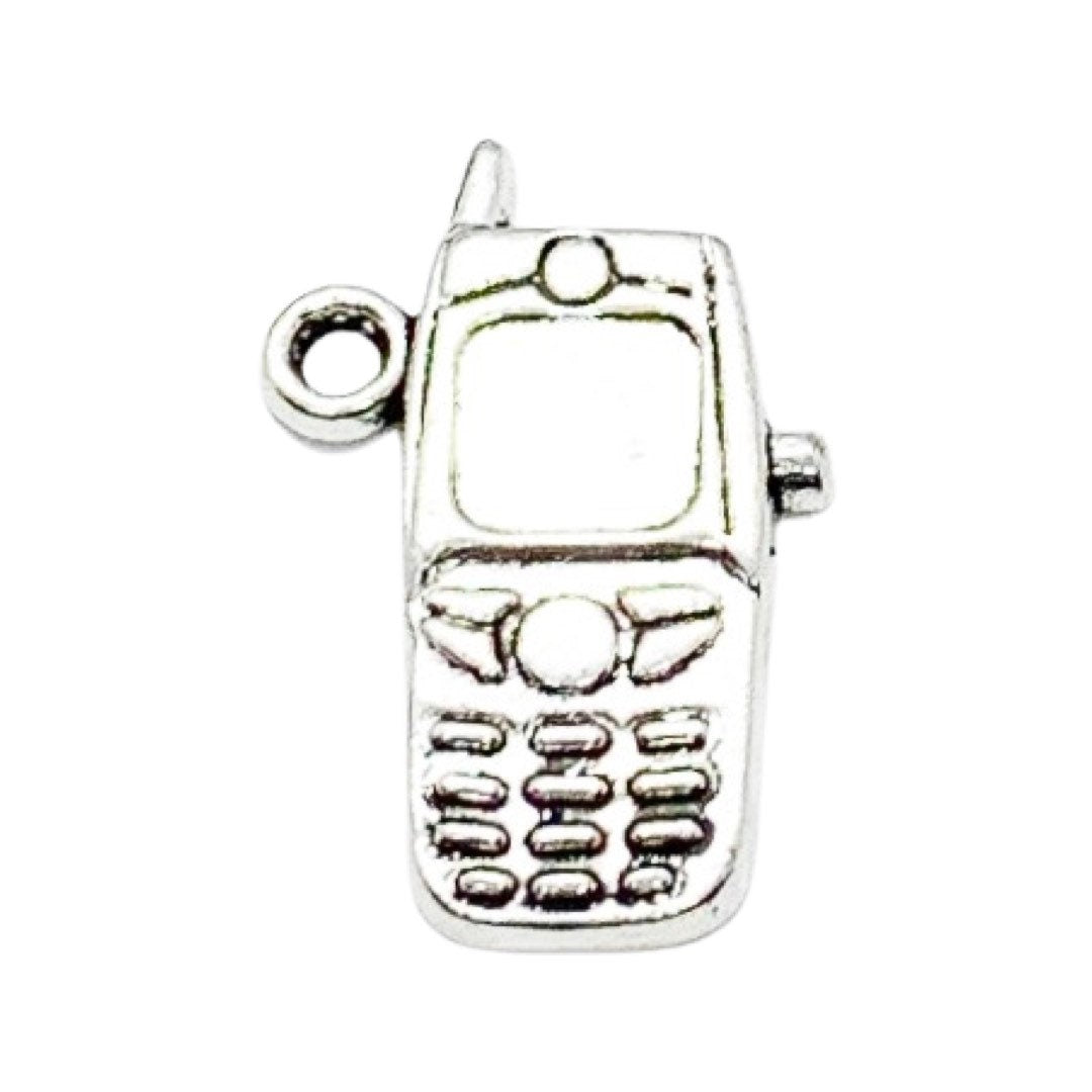 1 mini breloque téléphone portable, breloques geek, breloques technologie, breloques communication, breloque petit téléphone, apprêts pour bijoux, bijoux à faire soi-même