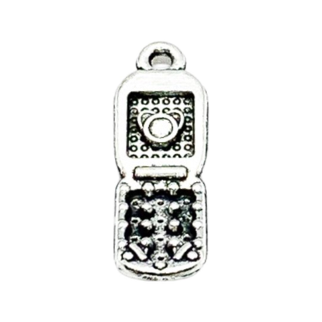 1 mini breloque téléphone portable, breloques geek, breloques technologie, breloques communication, breloque petit téléphone, apprêts pour bijoux, bijoux à faire soi-même