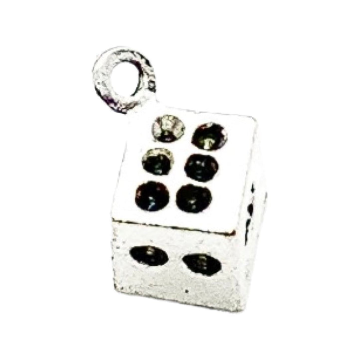 1 petit pendentif dé, pendentifs individuels, pendentifs dés à jouer, pendentifs casino, pendentifs jeux de hasard, porte-bonheur, apprêts pour bijoux, bijoux à faire soi-même