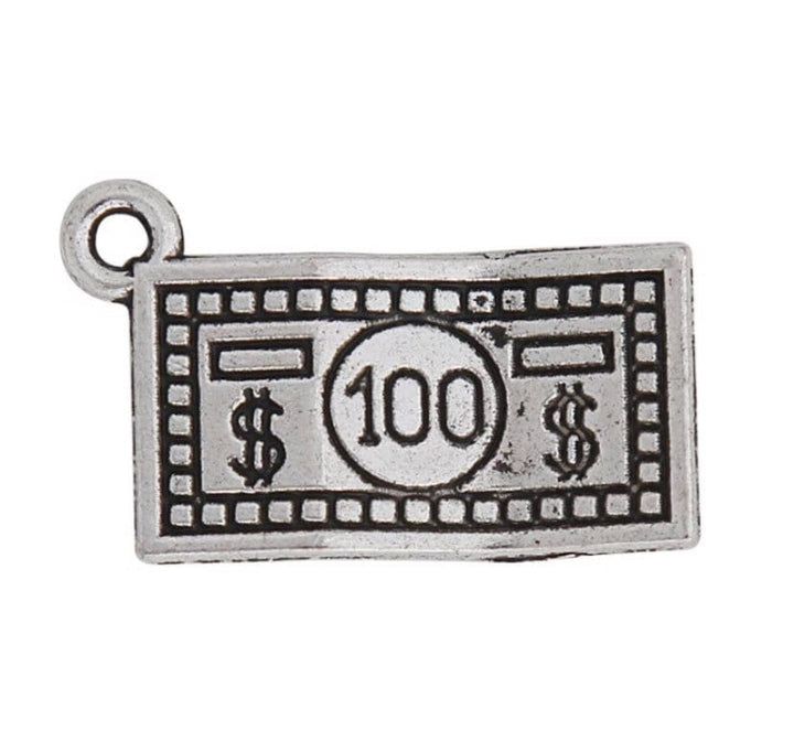 Breloque miniature en forme de billet de 100 dollars, breloques individuelles, breloques argent, porte-bonheur, breloque 100 dollars, breloque monnaie, apprêts pour bijoux