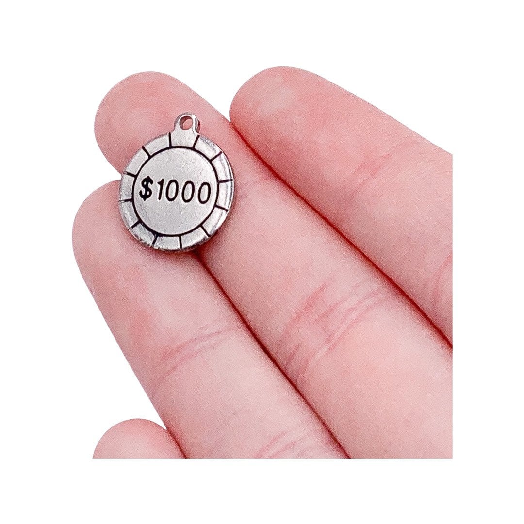 Breloque jeton de casino de 1000 dollars, breloques individuelles, breloques de voyage, breloques USA, breloques sur le thème des jeux de hasard, breloque casino, apprêts pour bijoux, bijoux à faire soi-même