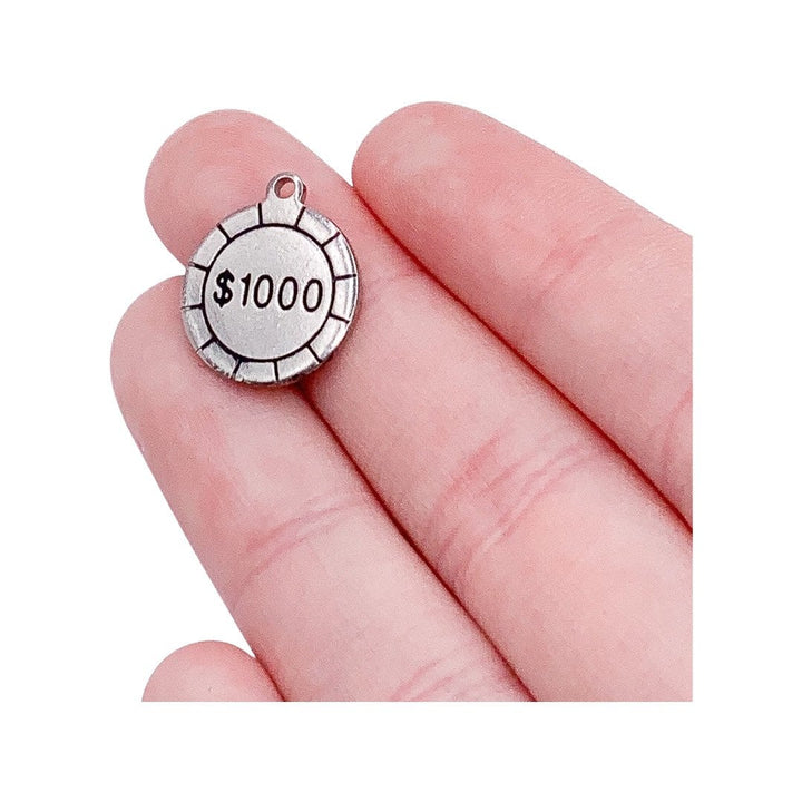 Breloque jeton de casino de 1000 dollars, breloques individuelles, breloques de voyage, breloques USA, breloques sur le thème des jeux de hasard, breloque casino, apprêts pour bijoux, bijoux à faire soi-même