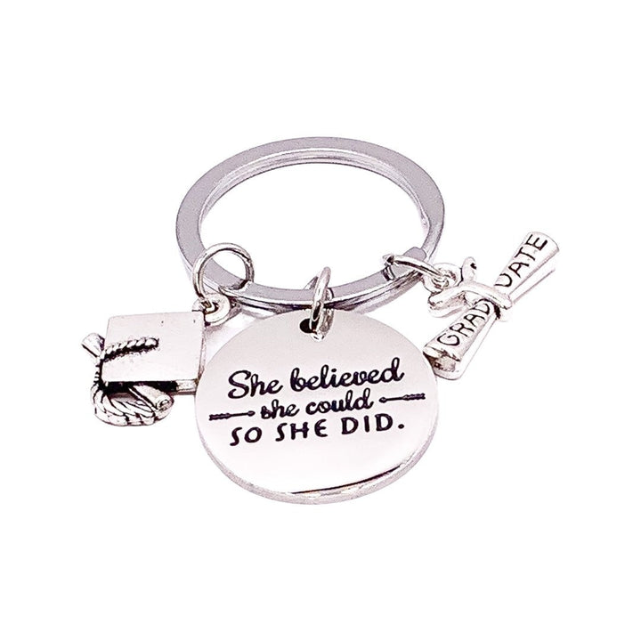 Graduation Keychain, She Believed She Could Quote, Personalized Grad Gift for Her, New Beginning Gift, College Graduate 2026 Gift