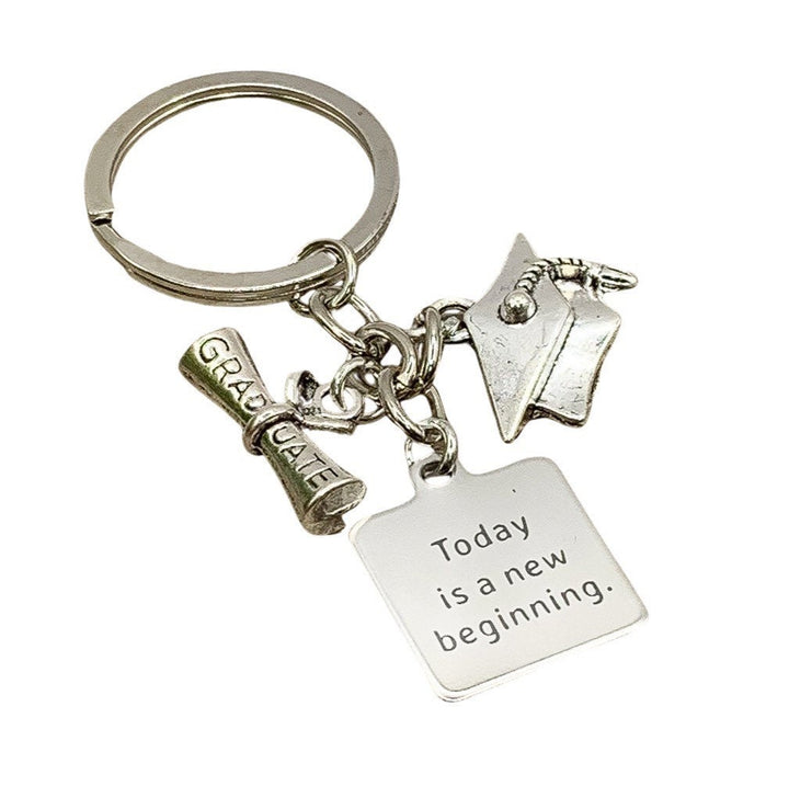 Graduation Keychain, Today is a New Beginning Quote, 2026 Grad Gift for Her, College Graduate Gift, Gift for Son