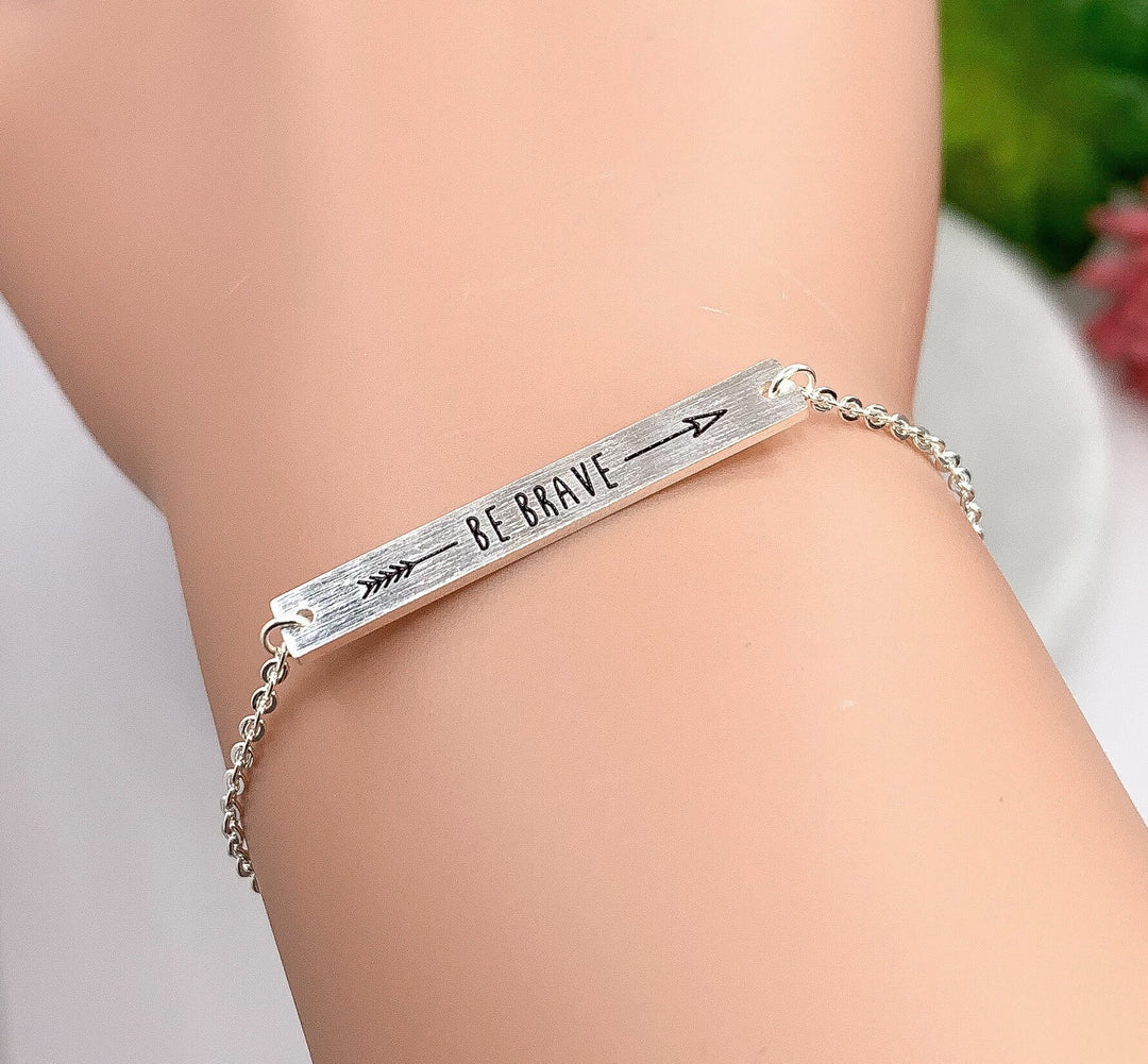 Warrior Jewelry Gift, Minimal Bar Bracelet, Be Brave Bracelet, Gift for Friend, Friendship Bracelet, Inspirational Jewelry Gift