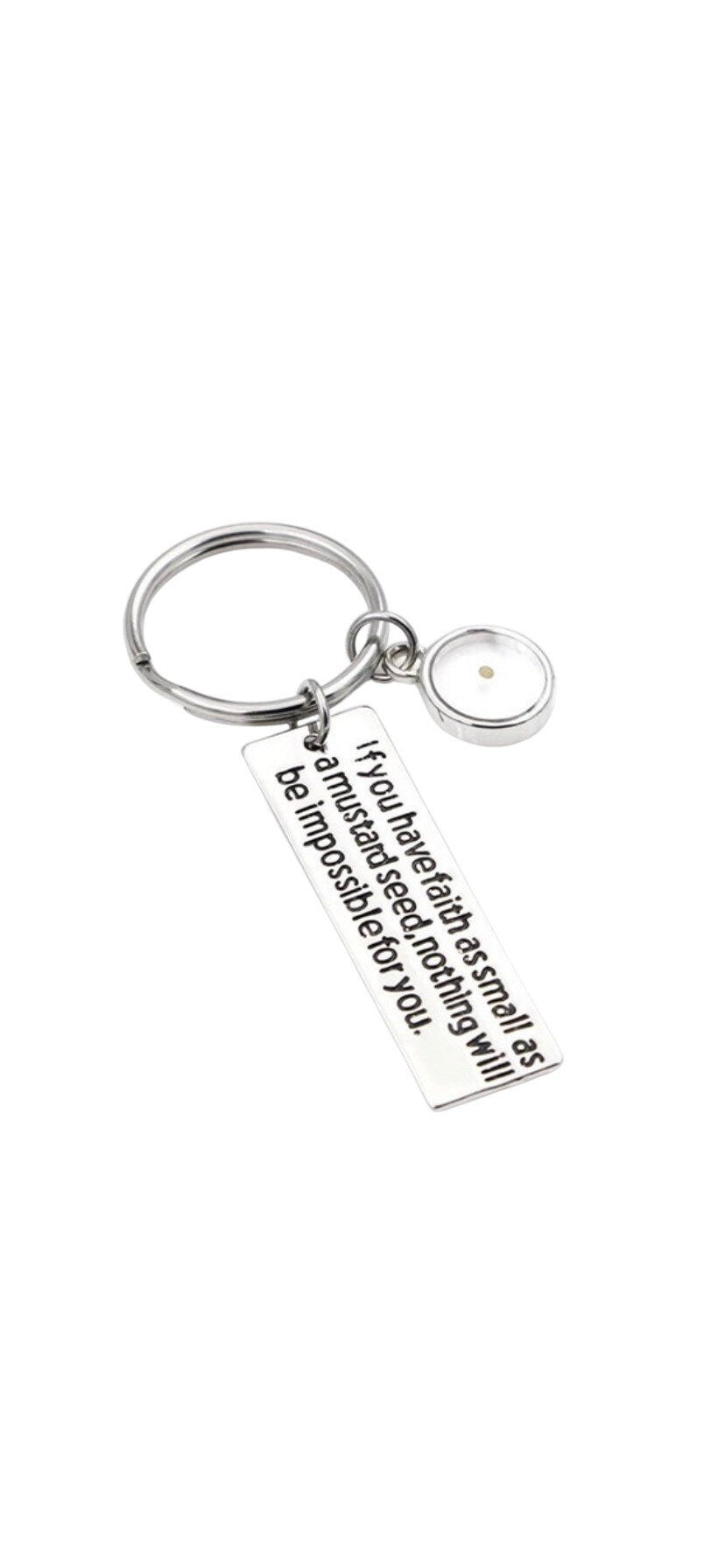 Porte-clés « Foi comme une graine de moutarde », Porte-clés « Croire », Cadeau religieux, Cadeau de foi, Cadeau pour marraine, Cadeau de première communion, Cadeau de confirmation