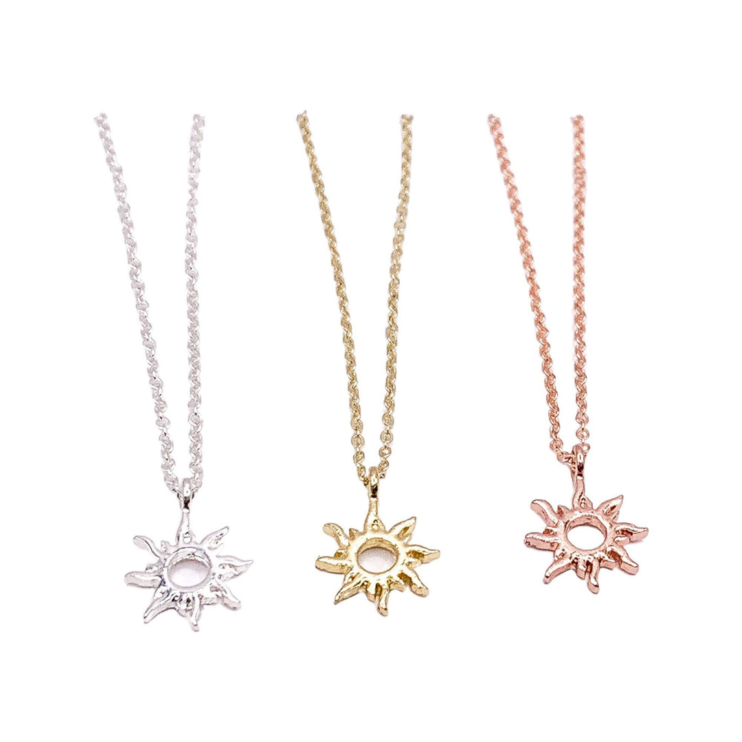 Sunshine Necklace, Sunburst Pendant, Dainty Necklace, Minimalist Celestial Sun Necklace, Summer Jewelry, Rose Gold Sunshine Necklace