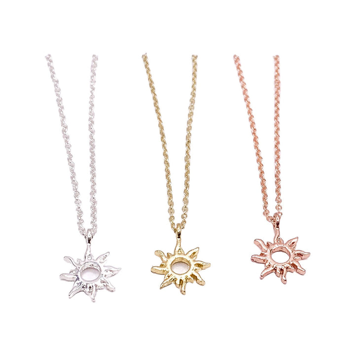 Sunshine Necklace, Sunburst Pendant, Dainty Necklace, Minimalist Celestial Sun Necklace, Summer Jewelry, Rose Gold Sunshine Necklace