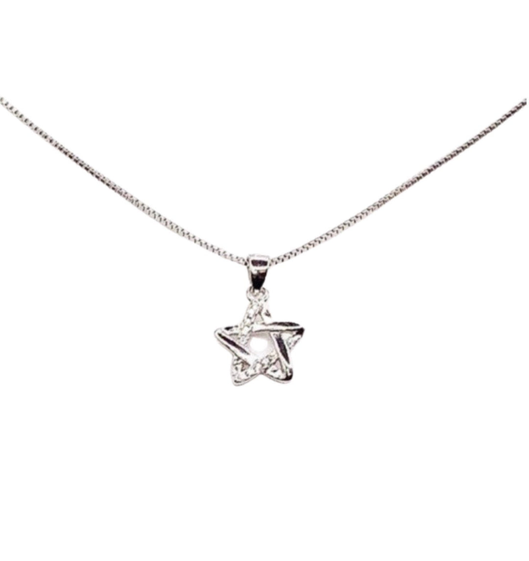 Sterling Silver Star Necklace, Dainty Cubic Zirconia Jewelry, Tiny Star Pendant, Minimal Celestial Necklace, Birthday Gift for Her