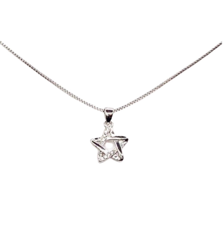 Sterling Silver Star Necklace, Dainty Cubic Zirconia Jewelry, Tiny Star Pendant, Minimal Celestial Necklace, Birthday Gift for Her