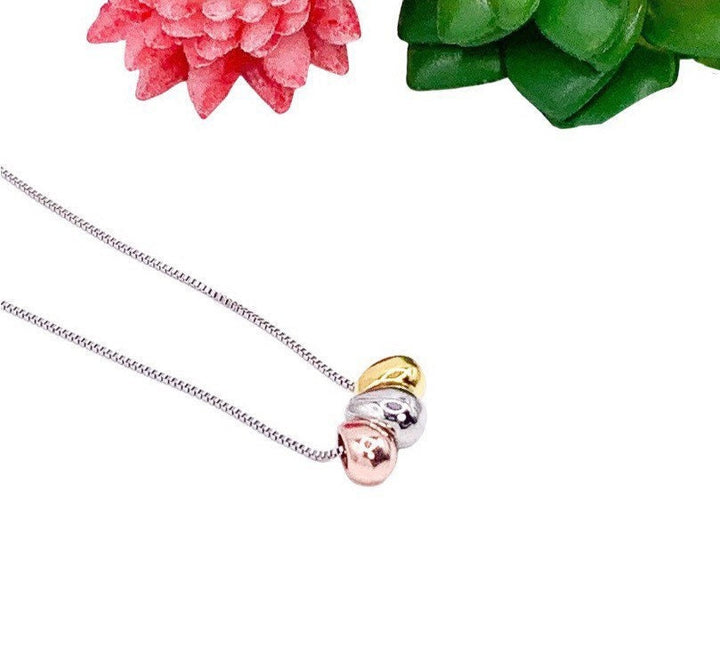 Collier Trois Haricots, Collier Haricots Tricolore, Argent Sterling, Pendentif Trio de Gouttes, Collier d'Amitié, Cadeau pour 3 Amies, Cadeau pour Sœurs