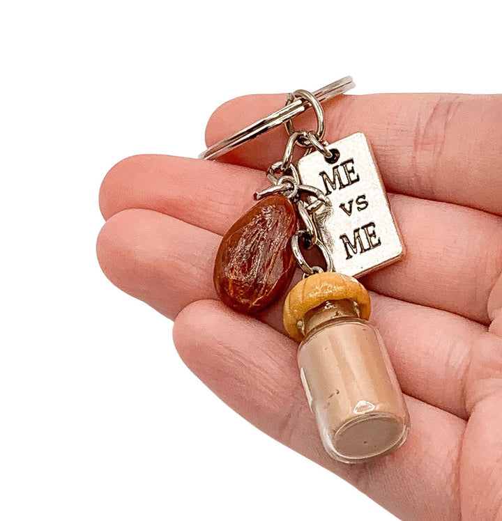 Porte-clés fitness, Moi contre Moi, Cadeau pour les amatrices de beurre d'amande, Cadeau bien-être, Cadeau inspiration sport, Cadeau coach sportif pour elle