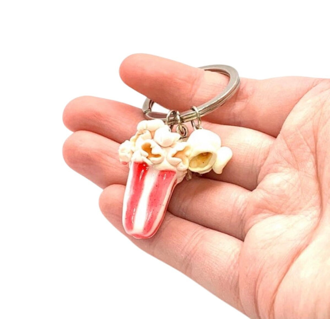 Porte-clés Popcorn, Porte-clés personnalisé, Cadeau pour gourmand, Porte-clés pour amateur de popcorn, Porte-clés pour cinéphile, Breloques faites main