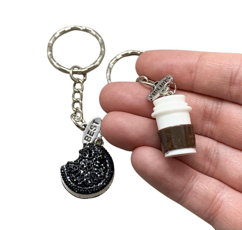 Porte-clés assortis pour meilleures amies, Coffret de 2 porte-clés « Amitié café », Cadeaux pour meilleures amies, Porte-clés « Bestie », Cadeau porte-clés BFF, Anniversaire