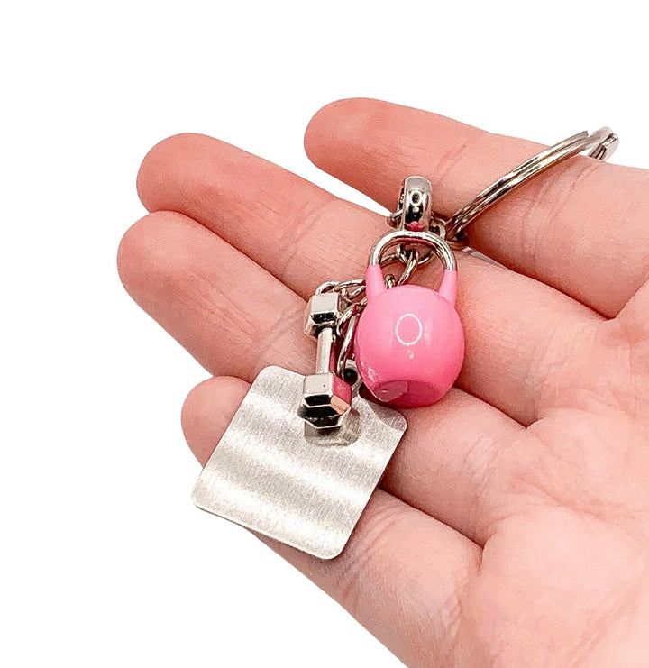 Porte-clés gym mignon, Visez le progrès, pas la perfection, Citation fitness, Breloque kettlebell, Porte-clés motivationnel, Cadeaux pour coach, Entraîneur personnel