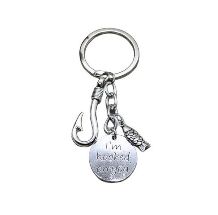 Porte-clés « Je suis accro à toi », cadeau de pêche, porte-clés pêcheur, breloque hameçon, cadeau pour petite amie, petit cadeau, porte-clés original, cadeau pour femme